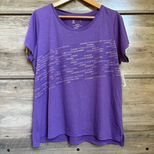 Xersion L Purple Quick-dri Short Sleeve Tee Athletic Top Strong Girl Power Focus